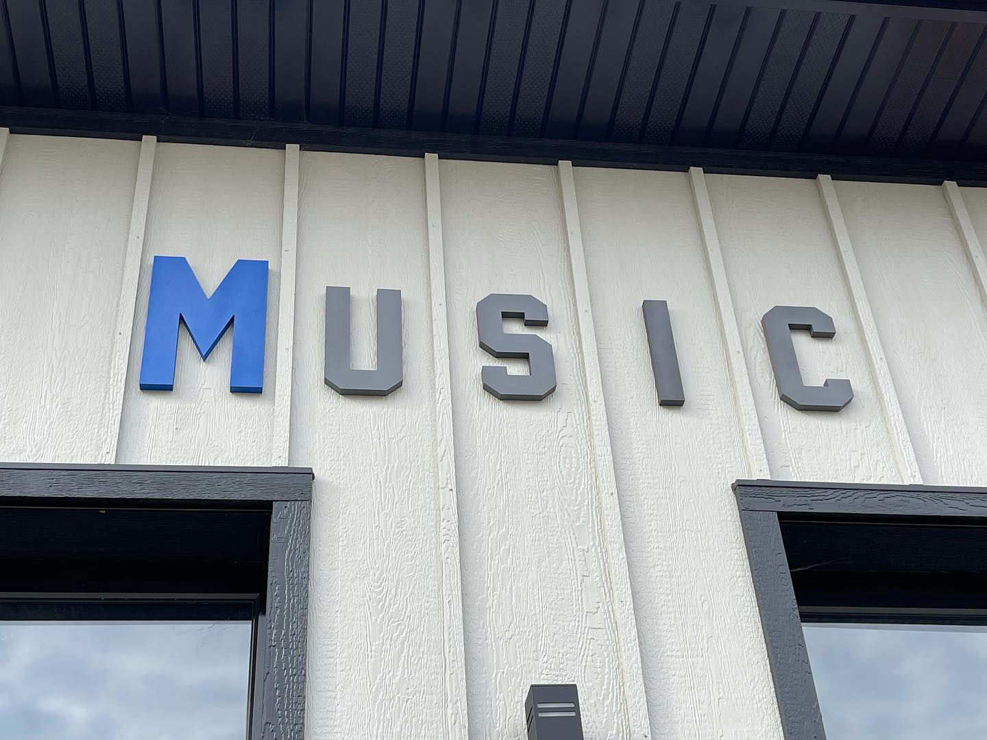 Music signage on building